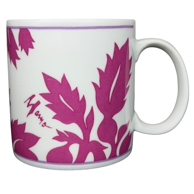 ULU Mamo Magenta Floral vintage Mug featuring vibrant floral patterns and a classic design