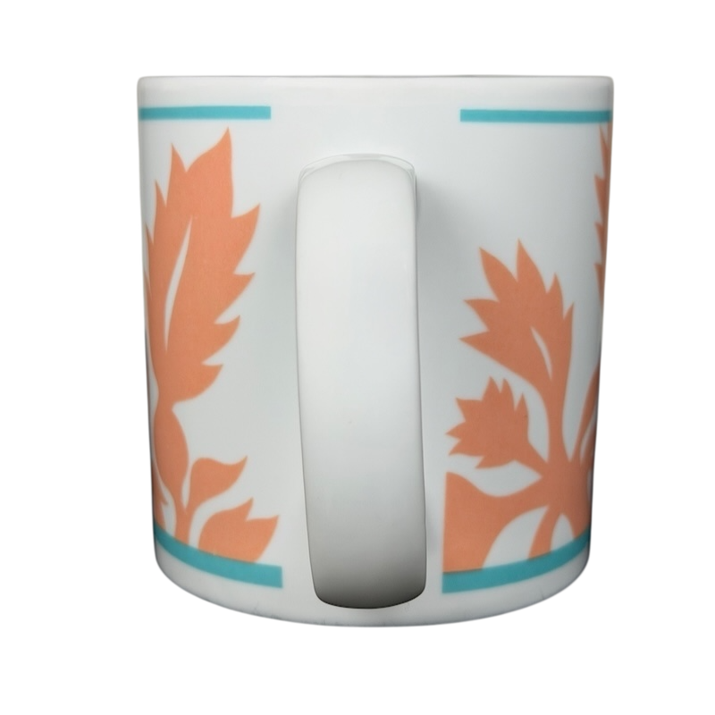ULU Mamo Peach Floral vintage Mug featuring a chic floral design and an ergonomic handle