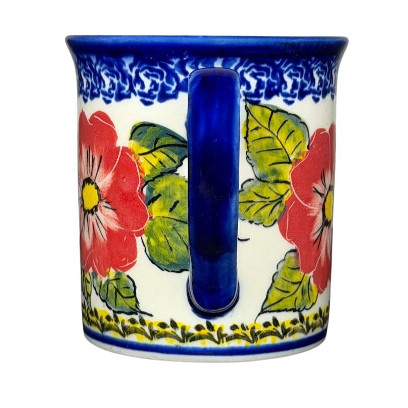 Unikat Polish Pottery Boleslawiec Kalich Floral Mug with colorful floral design and sturdy handle