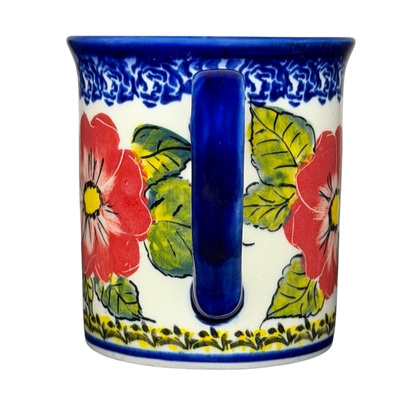 Unikat Polish Pottery Boleslawiec Kalich Floral Mug with colorful floral design and sturdy handle