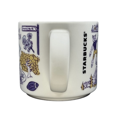 University of Washington Starbucks mug featuring campus landmarks and local designs