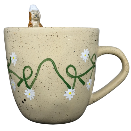 Daisy Garland vintage Mug 3D Dog Urban Outfitters with floral design and dog figurine lid