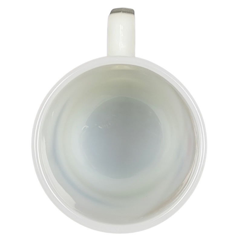 Interior view of a USS Hancock vintage Fire King mug showcasing its glossy finish and spacious design