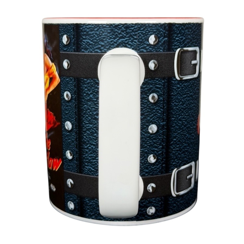 The Outlaw 1941 collectible mug featuring a unique design with metal accents and bold graphics