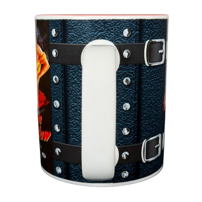The Outlaw 1941 collectible mug featuring a unique design with metal accents and bold graphics