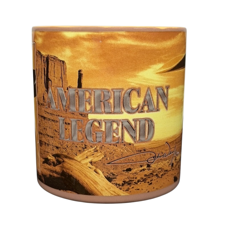John Wayne Courage Is Being Scared To Death Mug Vandor featuring American Legend design with desert landscape