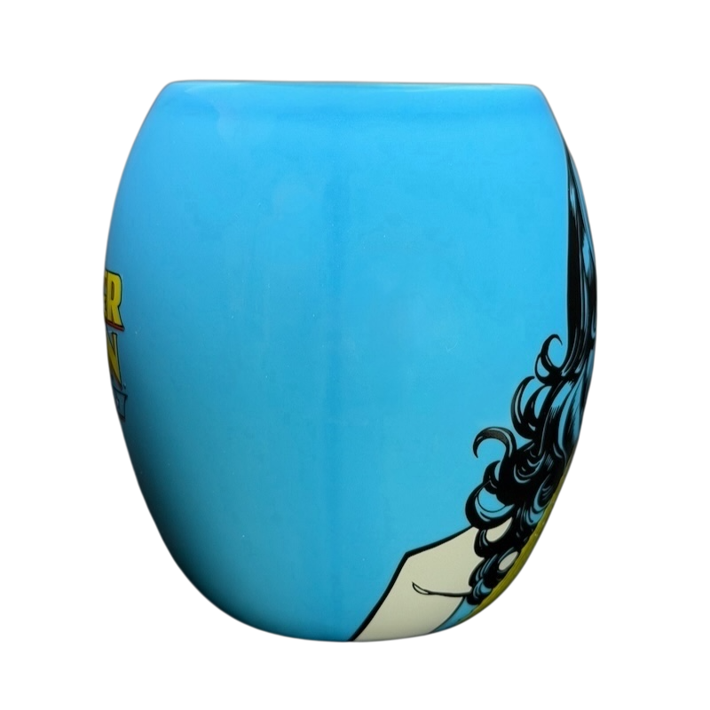 Wonder Woman Barrel Mug Vandor featuring a vibrant blue design with Wonder Woman art