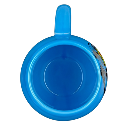 Top view of Wonder Woman Barrel Mug Vandor in bright blue with iconic design features