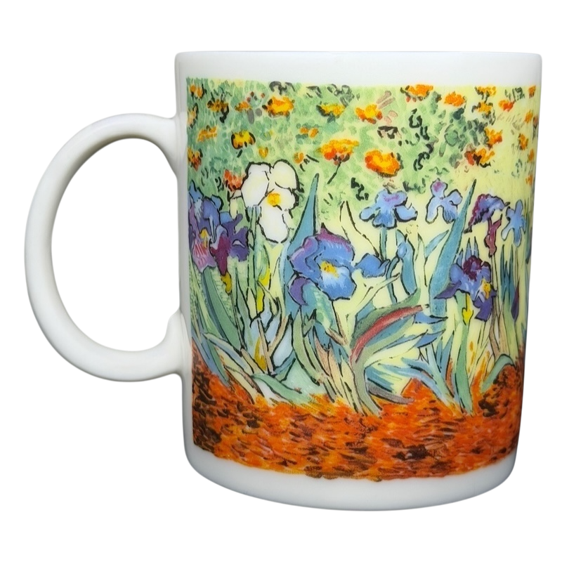 Chaleur Van Gogh Irises collectible mug featuring a colorful floral design inspired by the artist
