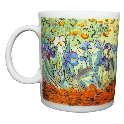 Chaleur Van Gogh Irises collectible mug featuring a colorful floral design inspired by the artist