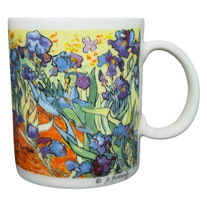 Chaleur Van Gogh Irises collectible mug featuring vibrant floral art and bright colors
