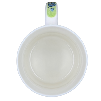 Inside view of the Chaleur Van Gogh Irises collectible mug showing its smooth, white ceramic design