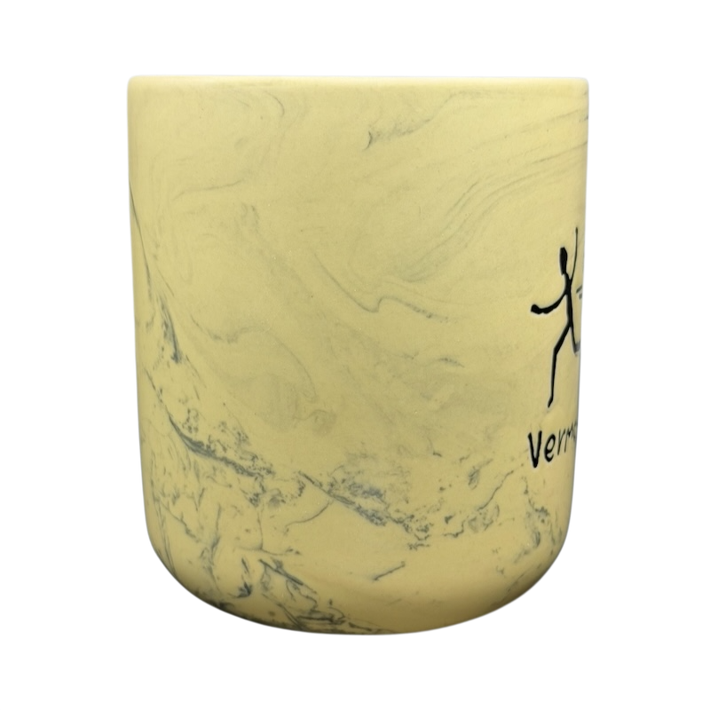 Vermont Fast Food Bear Marble Mug with a unique yellow and gray swirl design