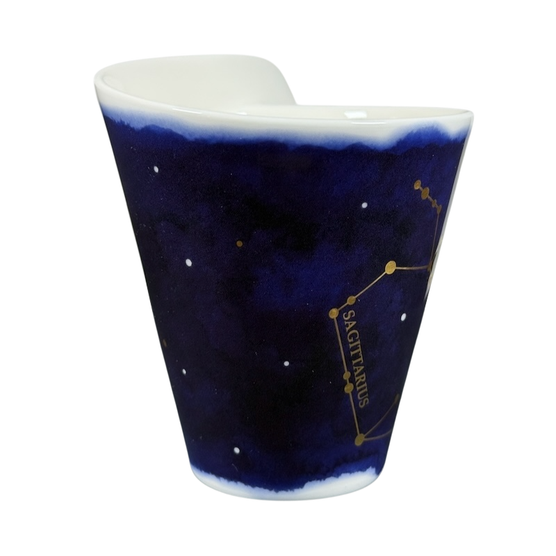 Villeroy and Boch New Wave Stars Sagittarius zodiac coffee mug deep blue galaxy design with gold Sagittarius constellation