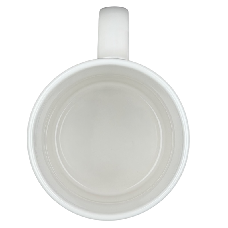 Inside view of a vintage aloha airlines Mamo mug showcasing a clean white ceramic interior