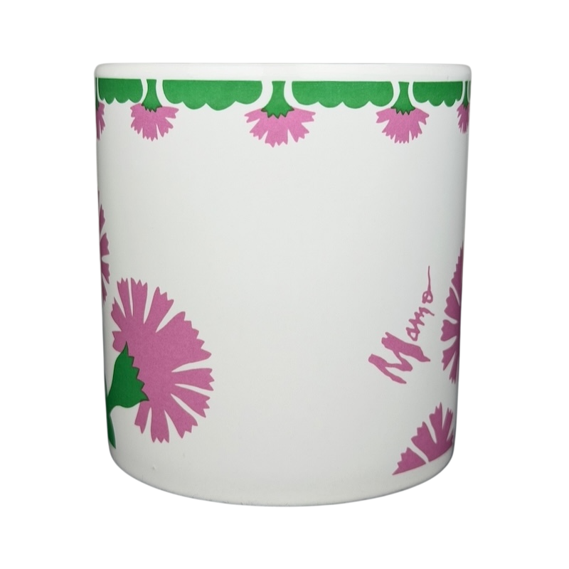 Vintage Aloha Airlines Mamo mug with colorful floral design and artistic signature