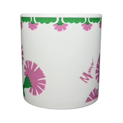 Vintage Aloha Airlines Mamo mug with colorful floral design and artistic signature