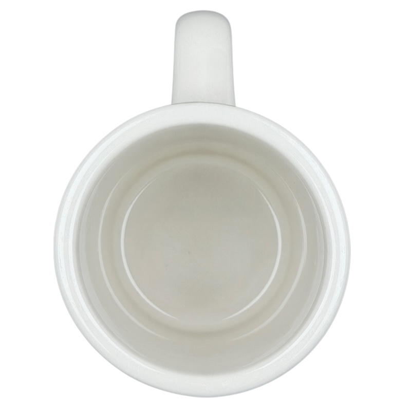 Vintage Bad Dog Wisdom Assert Yourself mug viewed from above showing a smooth white interior