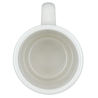 Vintage Bad Dog Wisdom Assert Yourself mug viewed from above showing a smooth white interior