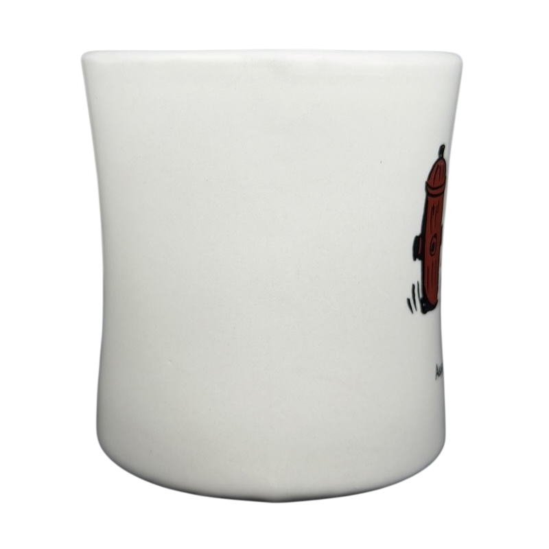 Vintage Bad Dog Wisdom Assert Yourself mug featuring a playful dog and fire hydrant design