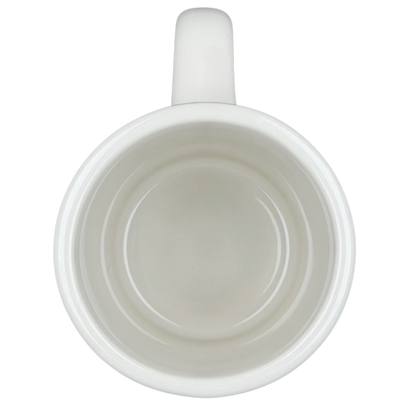 Vintage Bad Dog Wisdom Assess Risk & Reward mug in white with a smooth interior design