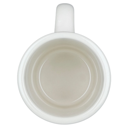 Vintage Bad Dog Wisdom Defy Authority mug showing an empty interior design