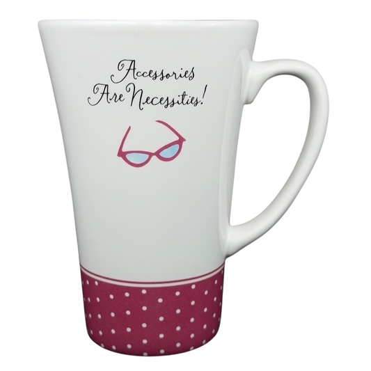 Hallmark vintage Barbie 45th accessories mug with whimsical design and playful text