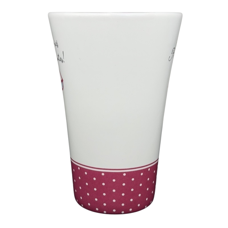 Hallmark vintage Barbie 45th accessories mug in white with pink polka dot design