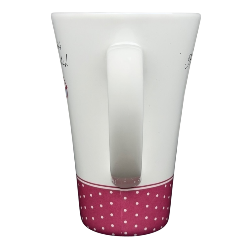 Hallmark vintage Barbie 45th accessories mug with polka dot design and cheerful message