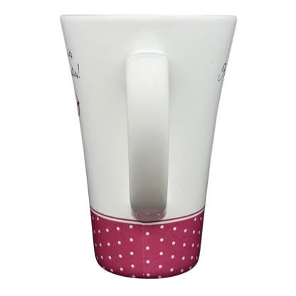 Hallmark vintage Barbie 45th accessories mug with polka dot design and cheerful message