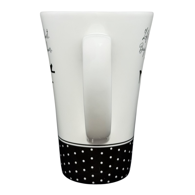 Hallmark vintage Barbie 45th Buy The Shoes mug with a stylish black polka dot design