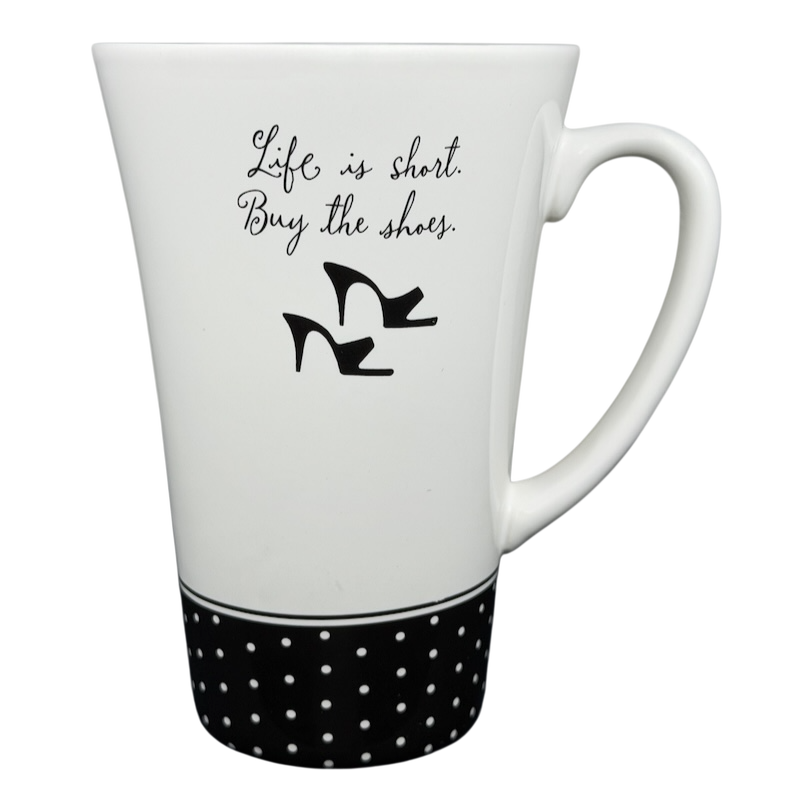 Hallmark vintage Barbie 45th Buy The Shoes mug with polka dot design and motivational quote