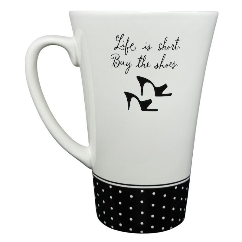 Hallmark vintage Barbie 45th Buy The Shoes mug with polka dot design and stylish quote