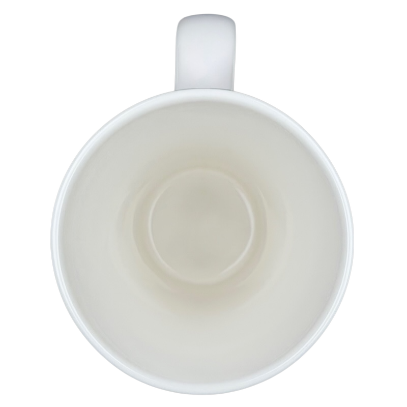 Inside view of the vintage Barbie 45th Buy The Shoes mug showing a simple white interior