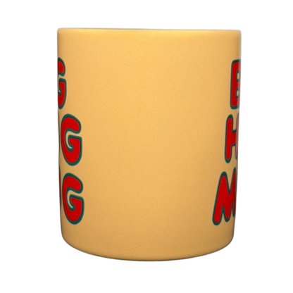 Vintage Big Hug Mug in yellow with colorful lettering, perfect for warming drinks and cozy moments