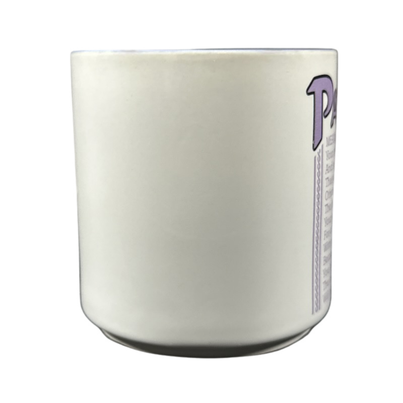 Vintage collectible PATRICIA name mug featuring unique purple lettering on a white ceramic surface