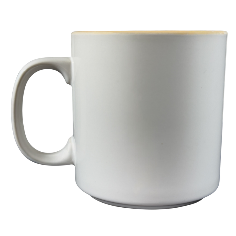 Vintage collectible RON name mug in white with smooth finish design for coffee lovers