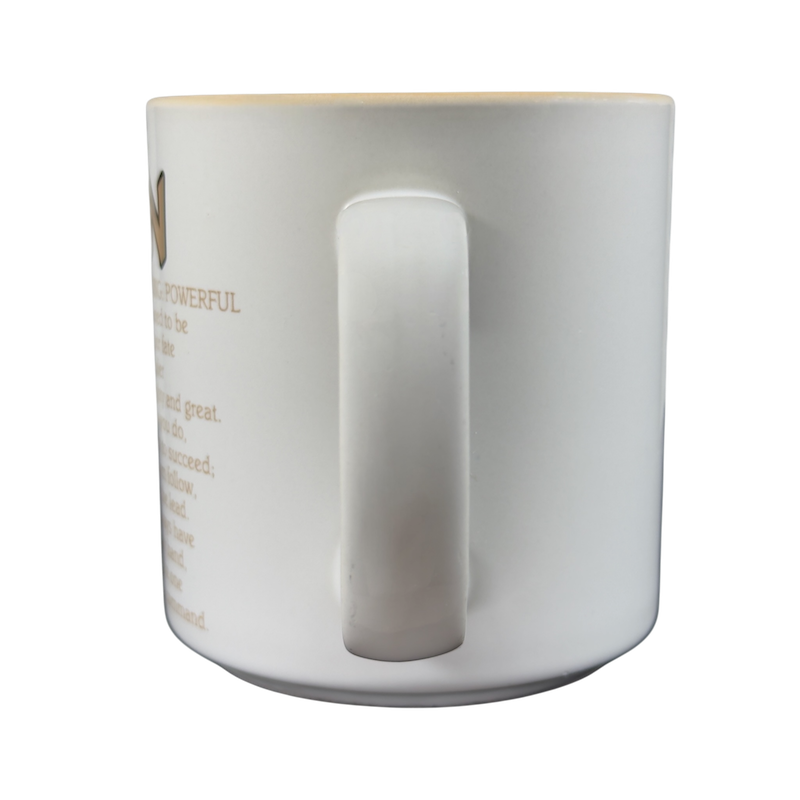 Vintage collectible RON name mug with inspirational quotes and a sturdy handle