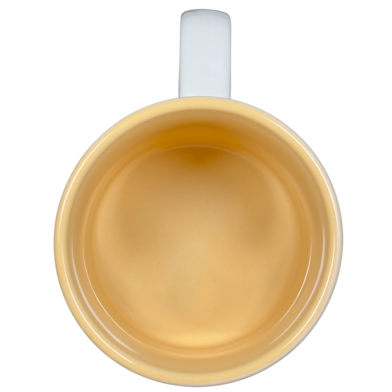 Vintage collectible RON name mug with a smooth yellow interior and classic white handle