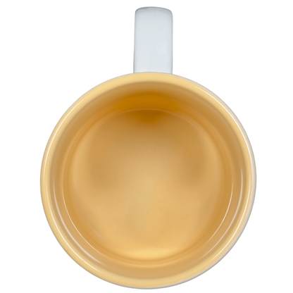 Vintage collectible RON name mug with a smooth yellow interior and classic white handle