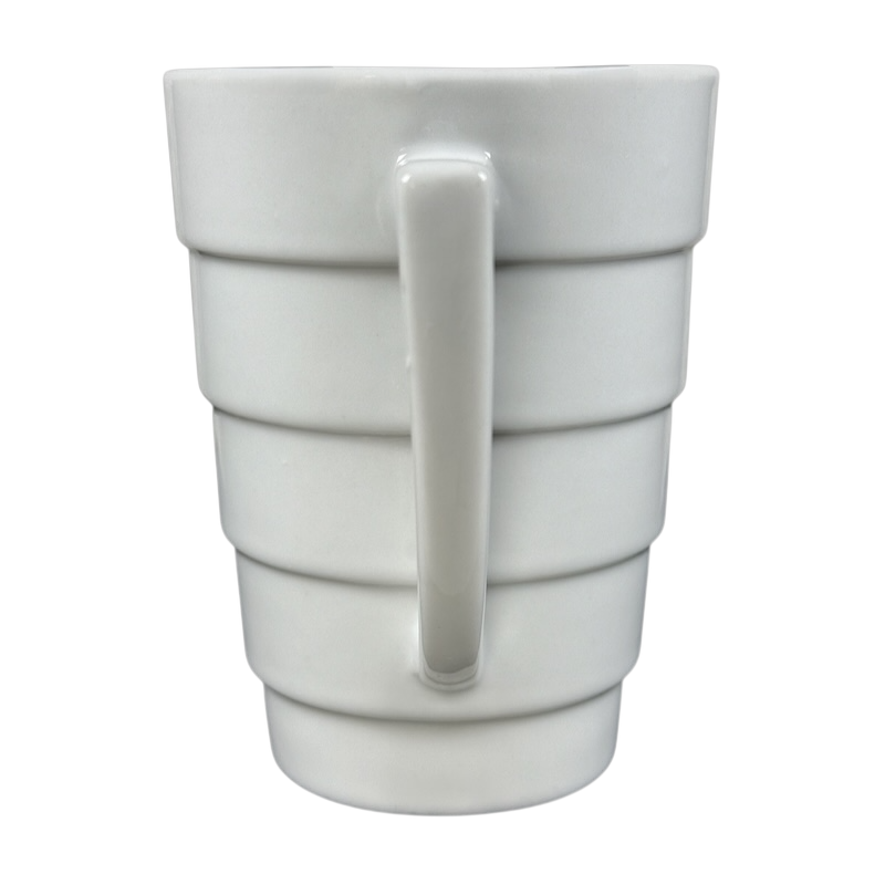 Frank Lloyd Wright vintage Guggenheim mug white stacked ring ceramic mug with straight handle by Krups