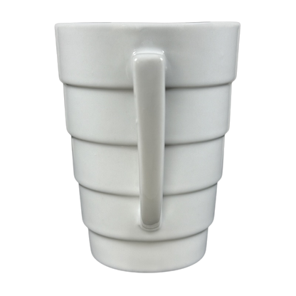 Frank Lloyd Wright vintage Guggenheim mug white stacked ring ceramic mug with straight handle by Krups