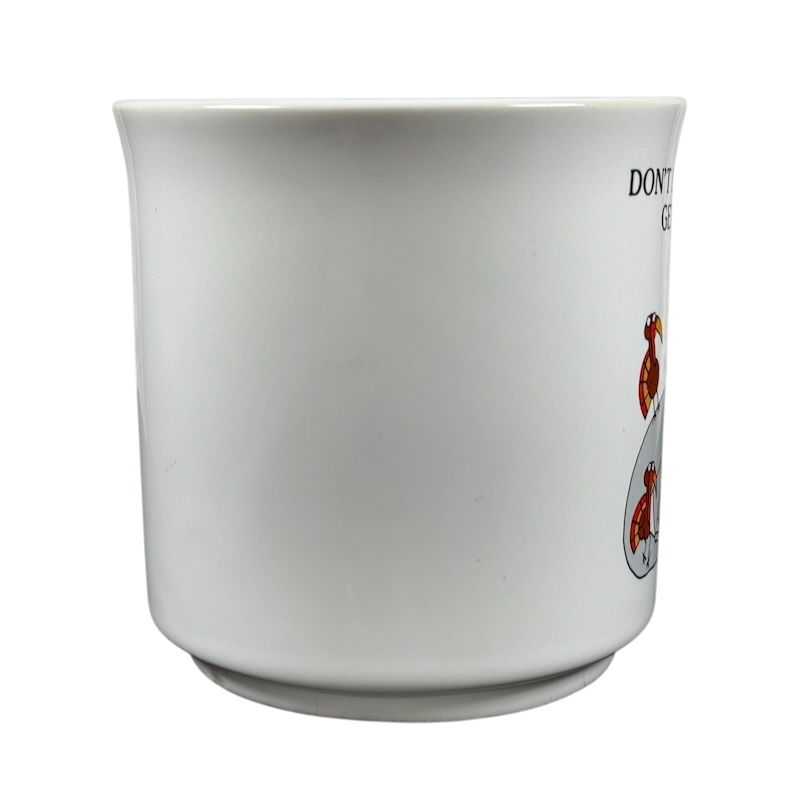 Sandra Boynton Don't Let The Turkeys Get You Down vintage mug with colorful turkey illustrations
