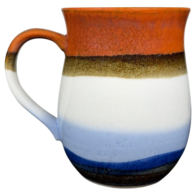 Vintage Otagiri loon mug with a unique brown, white, and blue color pattern