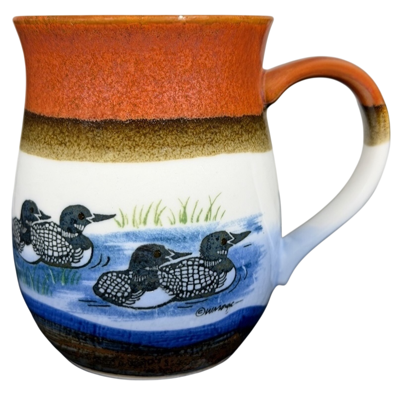 Vintage Otagiri loon mug featuring detailed duck design and earthy tones