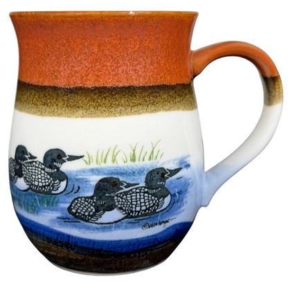 Vintage Otagiri loon mug featuring detailed duck design and earthy tones