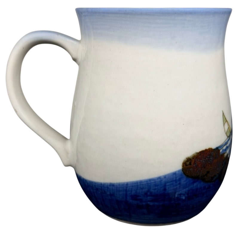 Vintage Otagiri sailboat mug featuring a scenic ocean view with a sailboat