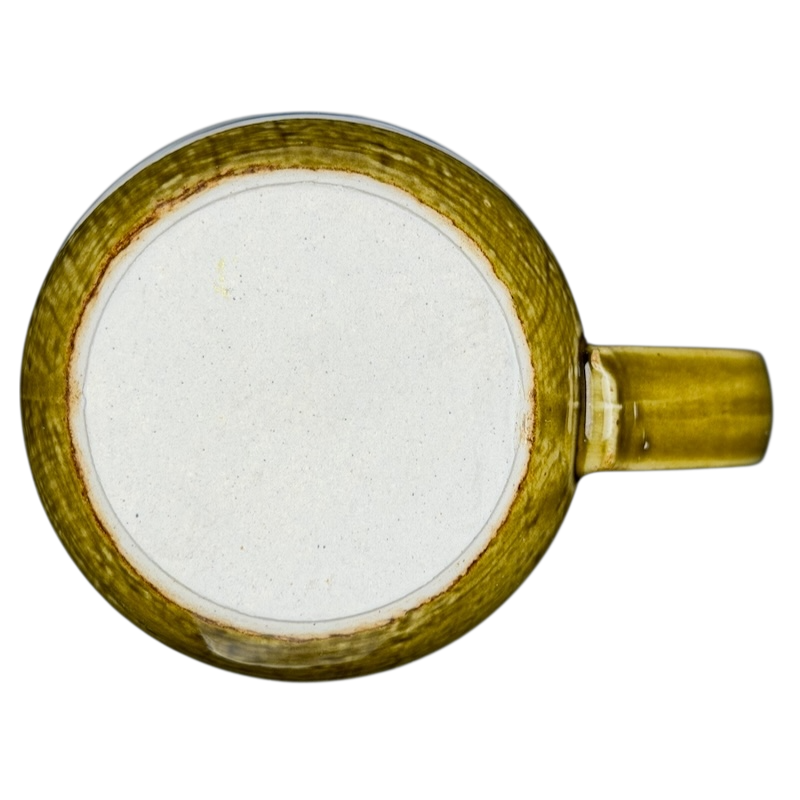 Top view of a vintage Otagiri seagull harbor mug with a smooth, glossy finish