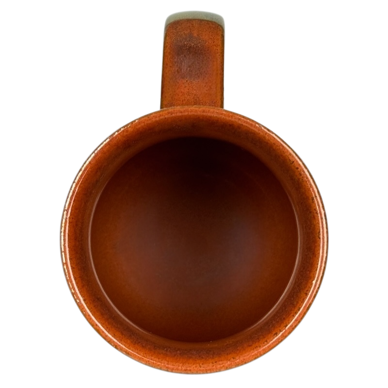 Vintage Otagiri trout tankard mug with a rich orange glaze, perfect for coffee or tea enjoyment