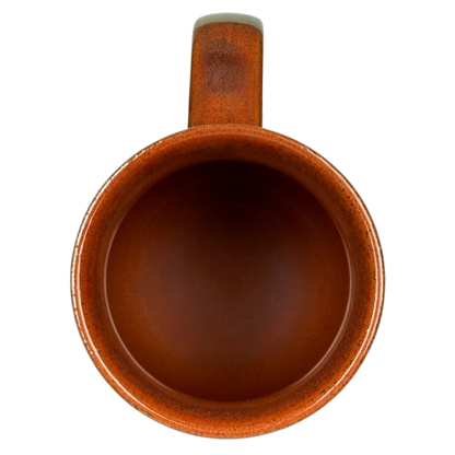 Vintage Otagiri trout tankard mug with a rich orange glaze, perfect for coffee or tea enjoyment